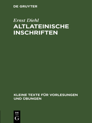 cover image of Altlateinische Inschriften